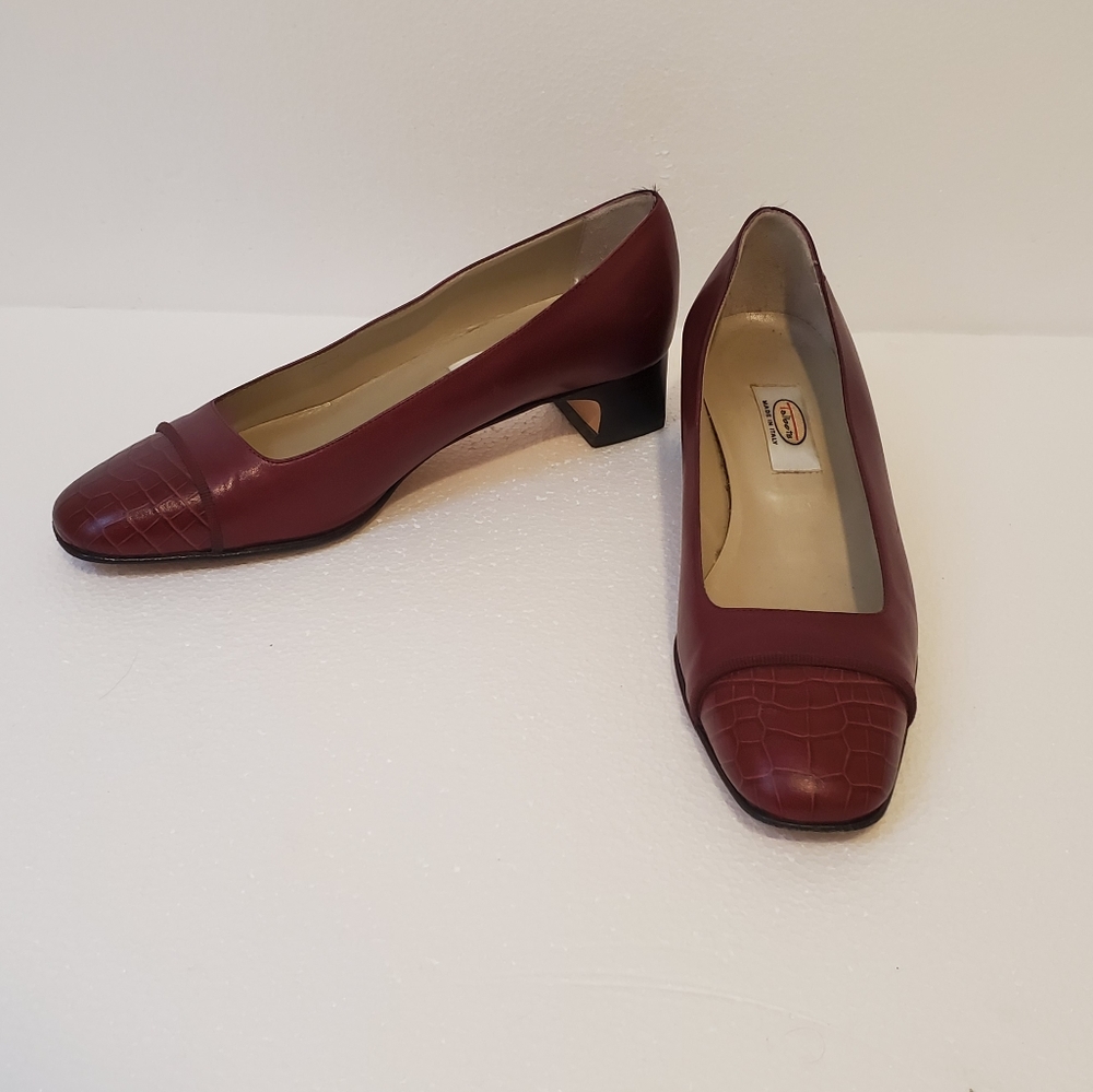 Talbots Red Leather Heel Loafers Size 6M